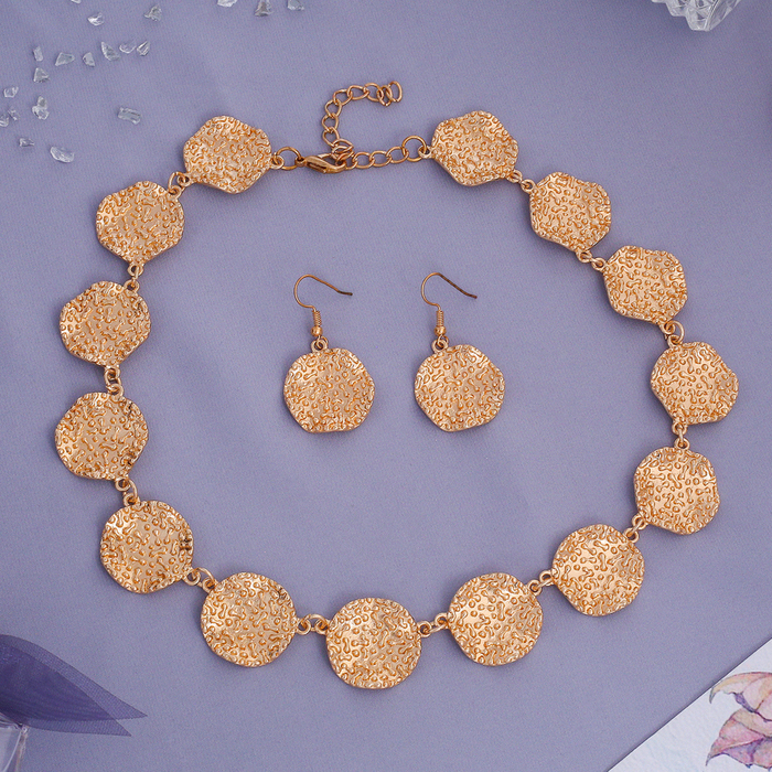 Набор 2 предмета: серьги, колье "Африка" пластина, цвет золотой
