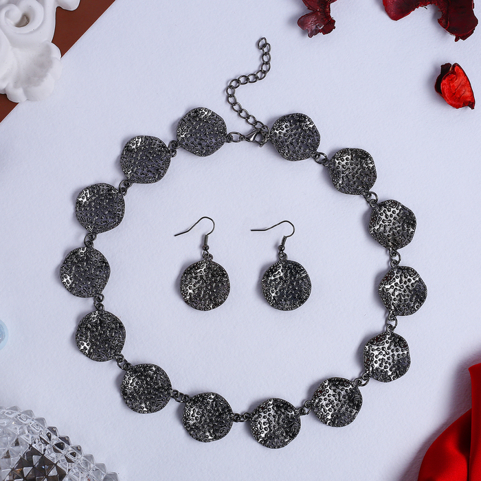 Набор 2 предмета: серьги, колье "Африка" пластина, цвет серый