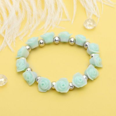 Браслет пластик "Цветы" розы, цвет мятно-золотой