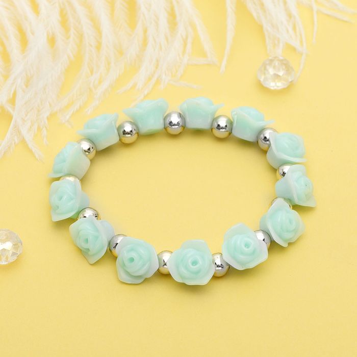 Браслет пластик "Цветы" розы, цвет мятно-золотой