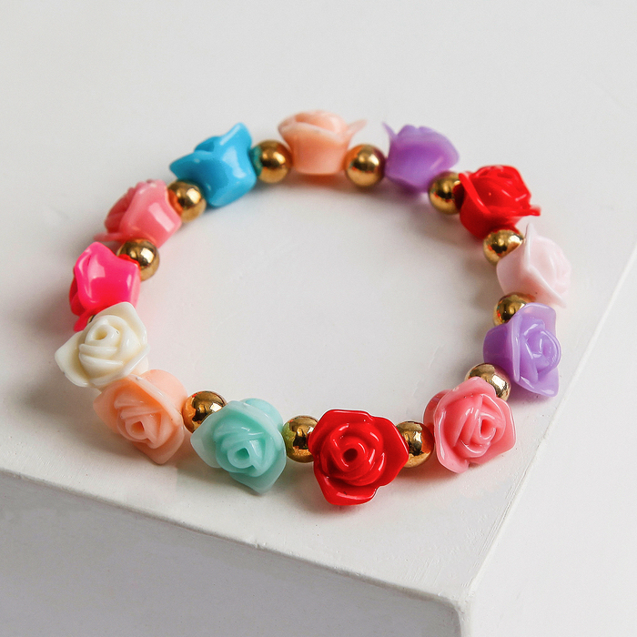 Браслет пластик "Цветы" розы, цветной
