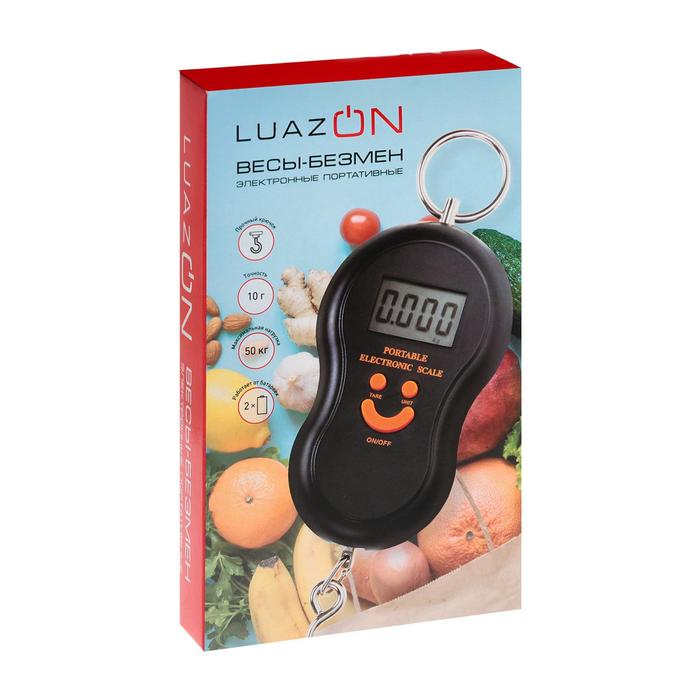 Весы-безмен LuazON LV-402, электронный, до 50 кг, точность до 10 г, подсветка, МИКС