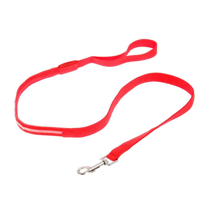 Поводок с подсветкой, 3 режима свечения, 120 см, красный