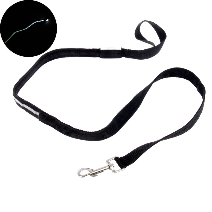 Поводок с подсветкой, 3 режима свечения, 120 см, черный