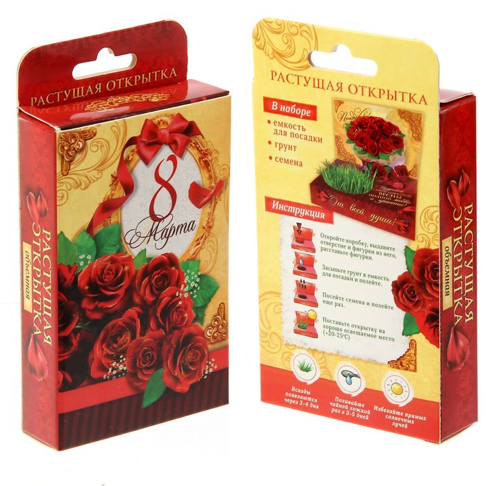 Открытка - растущий сувенир с 8 Марта "От всей души"