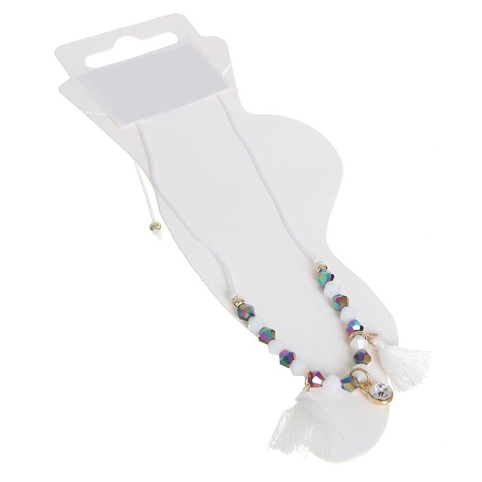 Браслет на ногу "Кисти", цвет бело-радужный