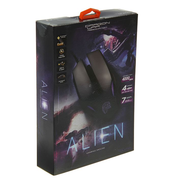 Мышь Qumo Dragon War Alien, проводная, оптическая, 1000/1500/2000/4000 dpi