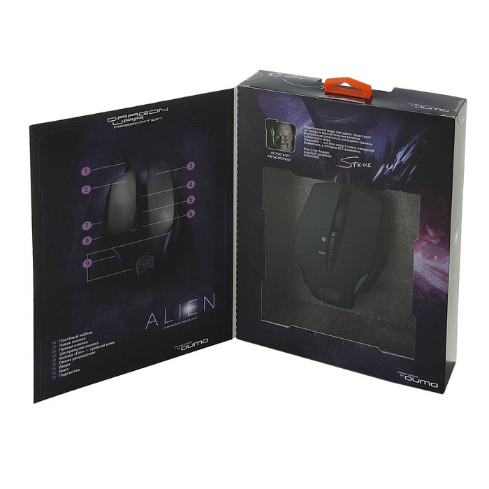 Мышь Qumo Dragon War Alien, проводная, оптическая, 1000/1500/2000/4000 dpi