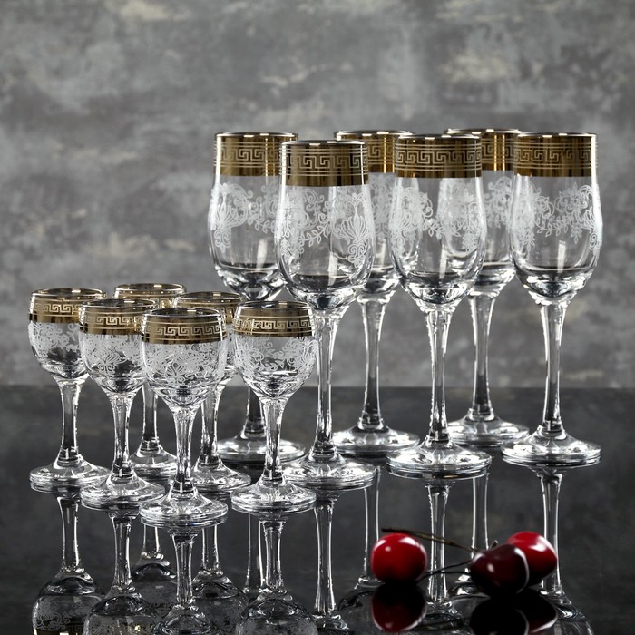 Набор "Барокко", 12 предметов: 6 бокалов 200 мл, 6 рюмок 60 мл