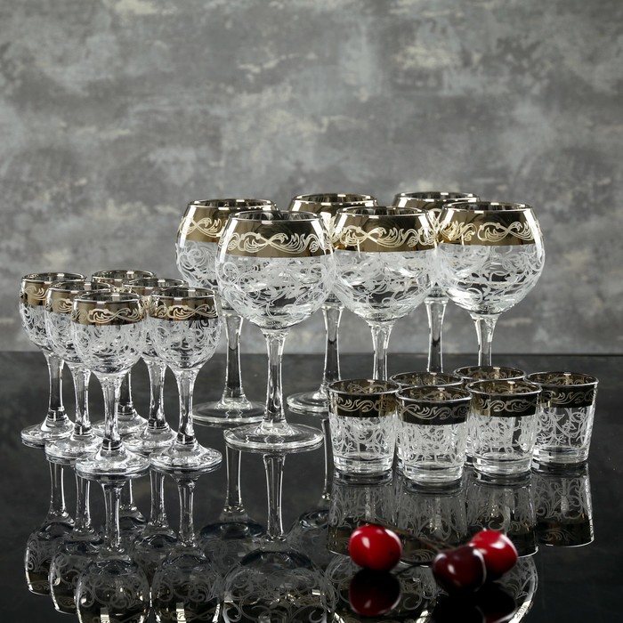 Набор "Вдохновение", 18 предметов: 6 фужеров 290 мл, 6 рюмок 60 мл, 6 стопок: 50 мл