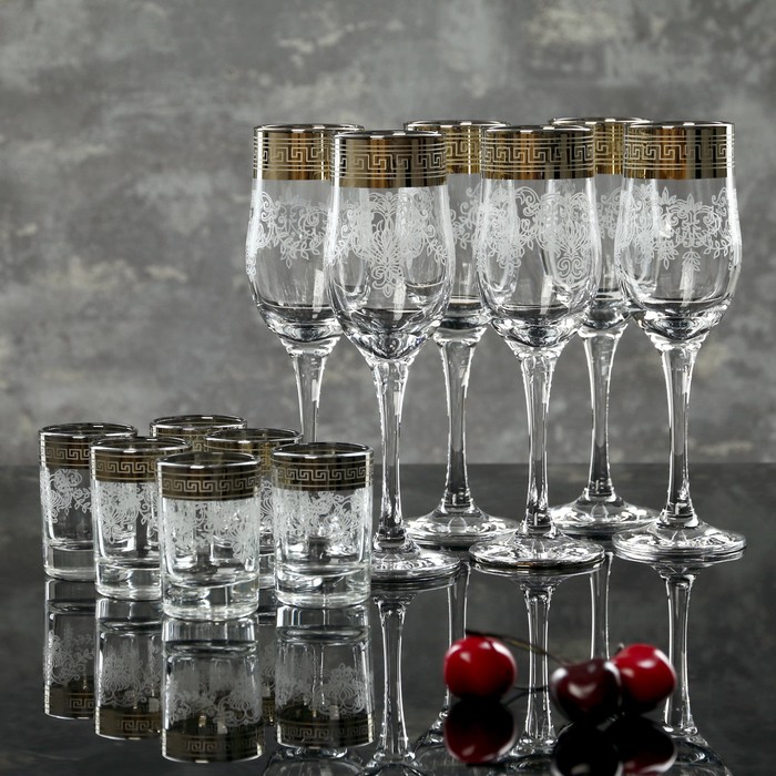 Набор "Барокко", 12 предметов: 6 бокалов 200 мл, 6 стопок 50 мл