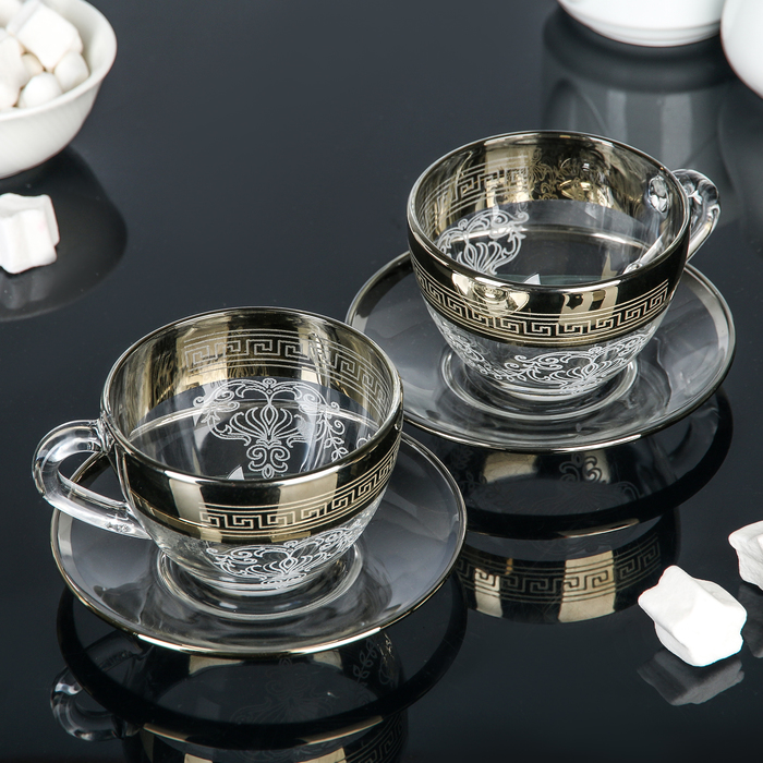 Набор чайный "Барокко": 2 чашки 200 мл, 2 блюдца 13,2 см