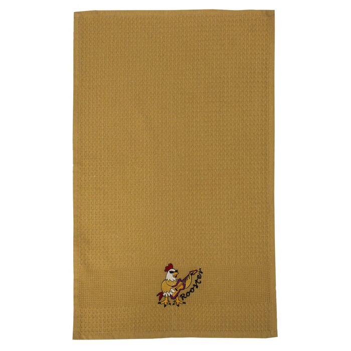 Набор салфеток 40х60см 3шт вышивка ПЕТУШОК цв микс, вафля хлопок, в коробке