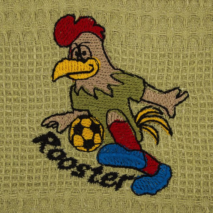 Набор салфеток 40х60см 3шт вышивка ПЕТУШОК цв микс, вафля хлопок, в коробке