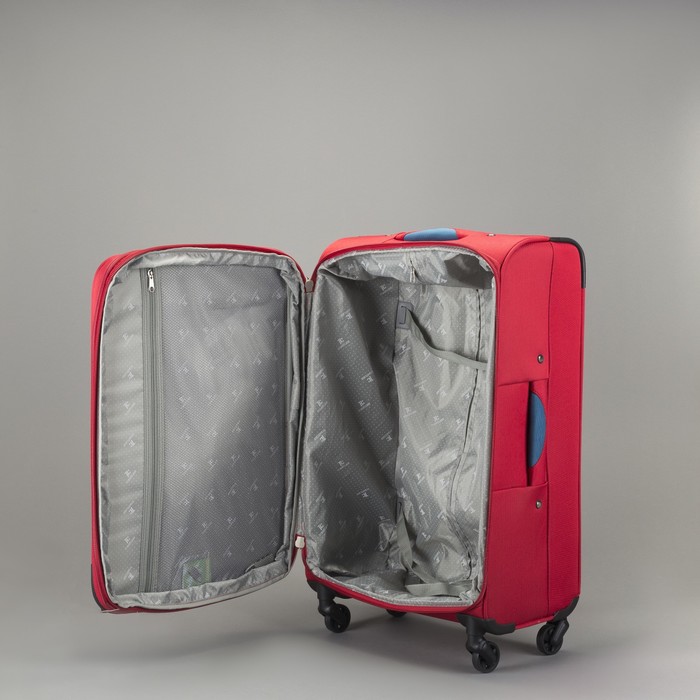 Чемодан с увеличением объёма, средний, 24", 61 л, 4 колеса, цвет красный