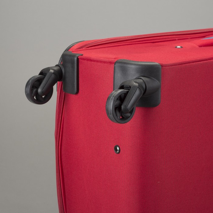 Чемодан с увеличением объёма, средний, 24", 61 л, 4 колеса, цвет красный