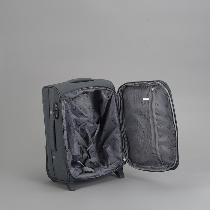 Чемодан малый с расширением, 20", 42 л, 2 колеса, цвет серый