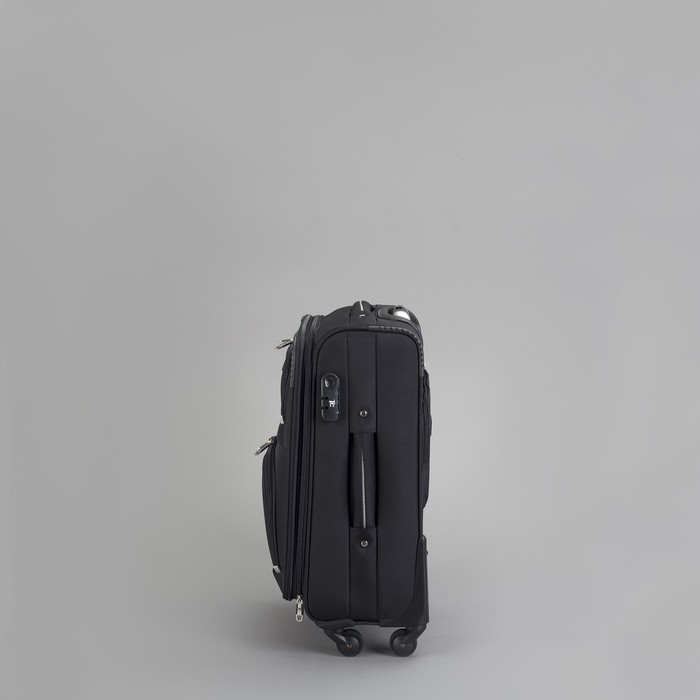 Чемодан с увеличением объёма, малый, 20", 42 л, 4 колеса, цвет чёрный