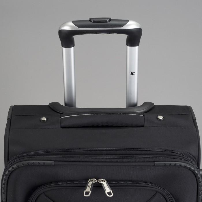 Чемодан с увеличением объёма, малый, 20", 42 л, 4 колеса, цвет чёрный