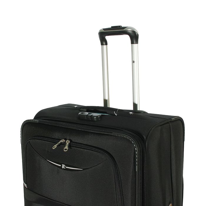 Чемодан с увеличением объёма, средний, 24", 61 л, 4 колеса, цвет чёрный