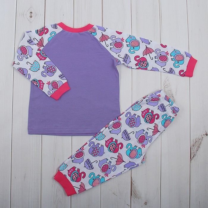 Пижама для девочки, рост 92 см (56), цвет сиреневый, принт зонтики