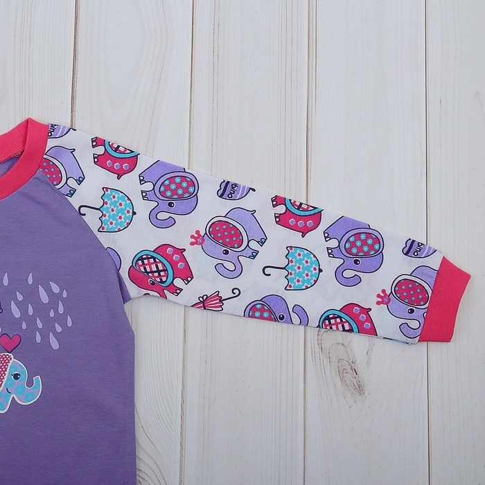 Пижама для девочки, рост 92 см (56), цвет сиреневый, принт зонтики