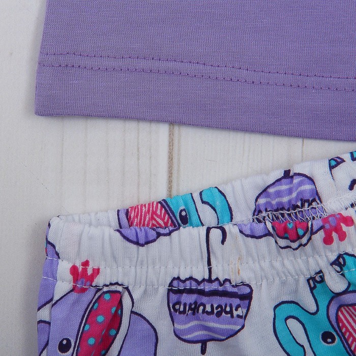 Пижама для девочки, рост 80 см (52), цвет сиреневый, принт зонтики