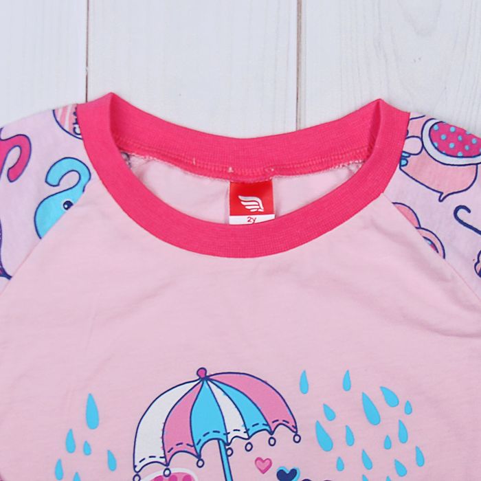 Пижама для девочки, рост 80 см (52), цвет розовый, принт зонтики