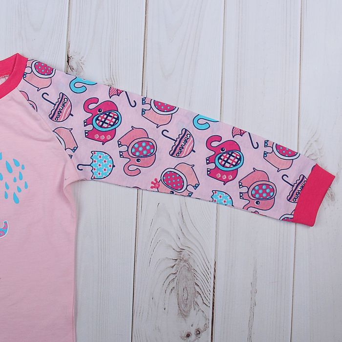 Пижама для девочки, рост 80 см (52), цвет розовый, принт зонтики