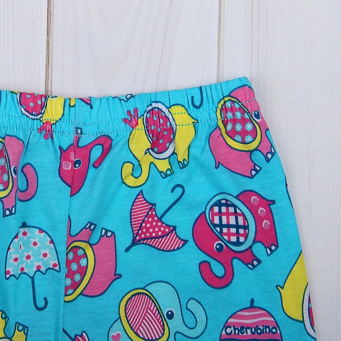 Пижама для девочки, рост 80 см (52), цвет бирюзовый, принт слоники