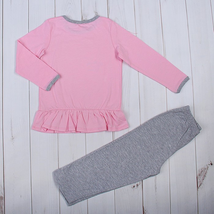 Пижама для девочки, рост 80 см (52), цвет светло-розовый/серый меланж