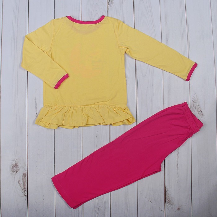 Пижама для девочки, рост 92 см (56), цвет жёлтый/розовый