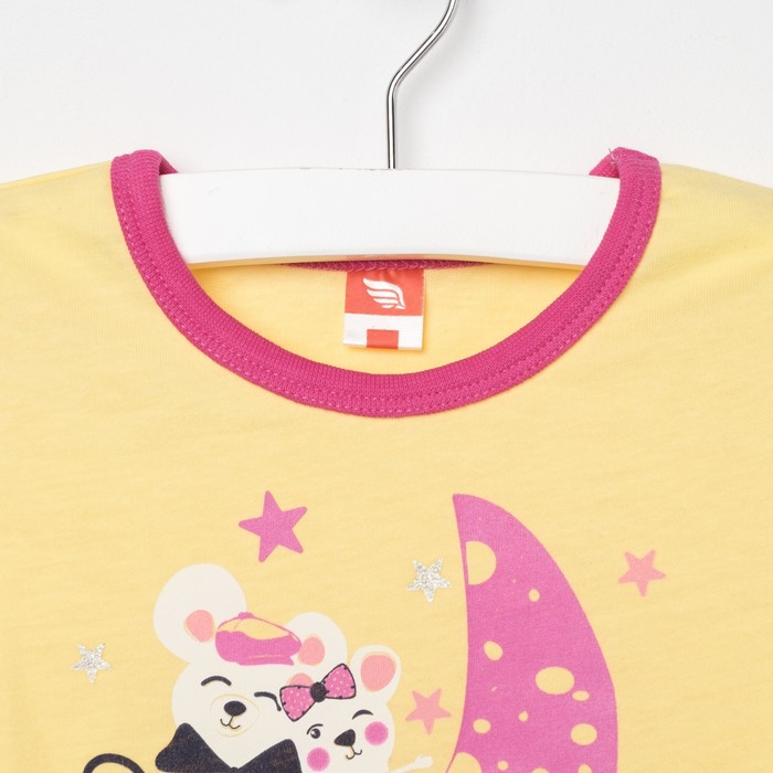 Пижама для девочки, рост 86 см (52), цвет жёлтый/розовый