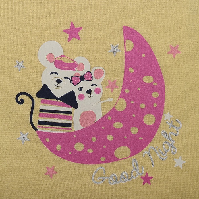 Пижама для девочки, рост 80 см (52), цвет жёлтый/розовый