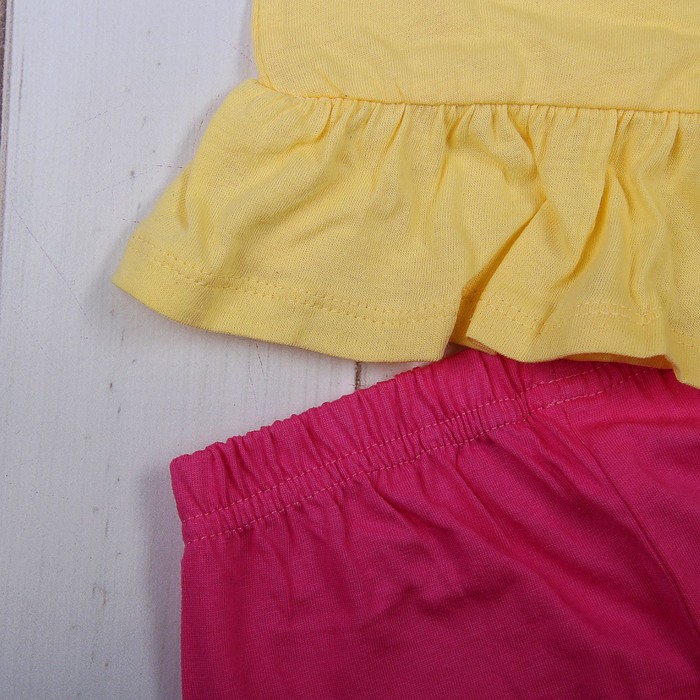 Пижама для девочки, рост 80 см (52), цвет жёлтый/розовый