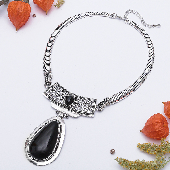 Колье клеопатра, капля "Агат чёрный"