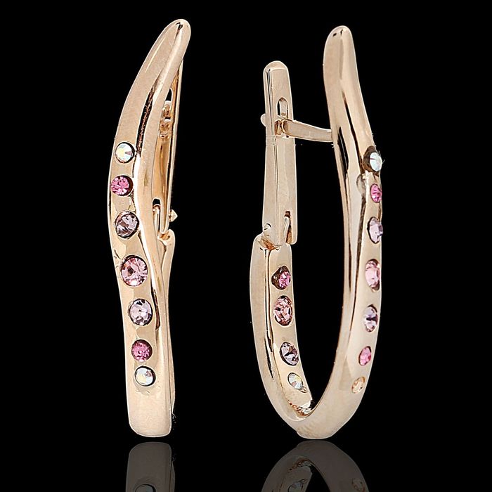 Серьги "Марципан" , цвет розовый в золоте