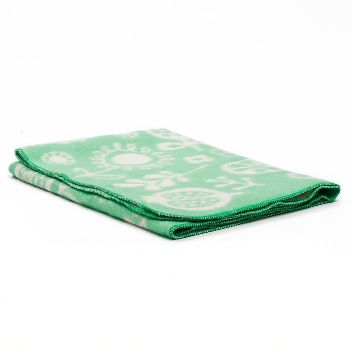 Одеяло байковое детское хлопчатобумажное "Ермошка", цвет зелёный, жаккард, размер 118х100 см, 470 г/м2, принт микс
