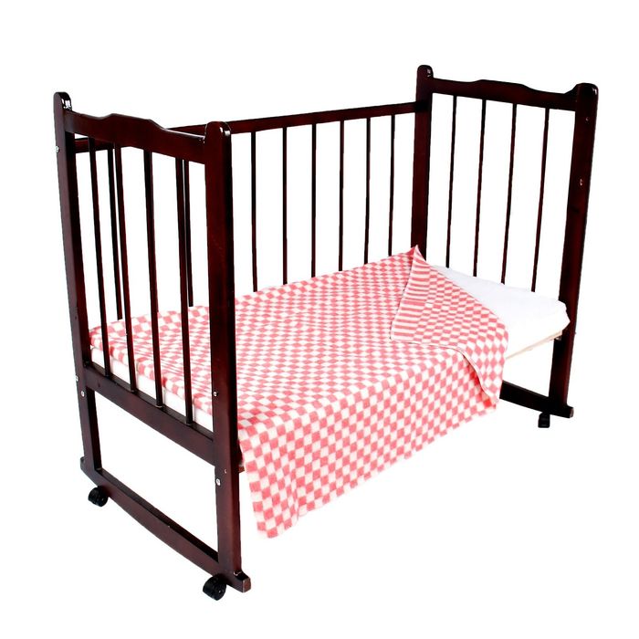 Одеяло байковое детское хлопчатобумажное "Ермошка", цвет розовый, клетка, размер 140х100 см, 470 г/м2, принт микс