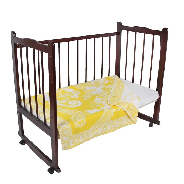 Одеяло байковое детское хлопчатобумажное "Ермошка", цвет жёлтый, жаккард, размер 140х100 см, 470 г/м2, принт микс