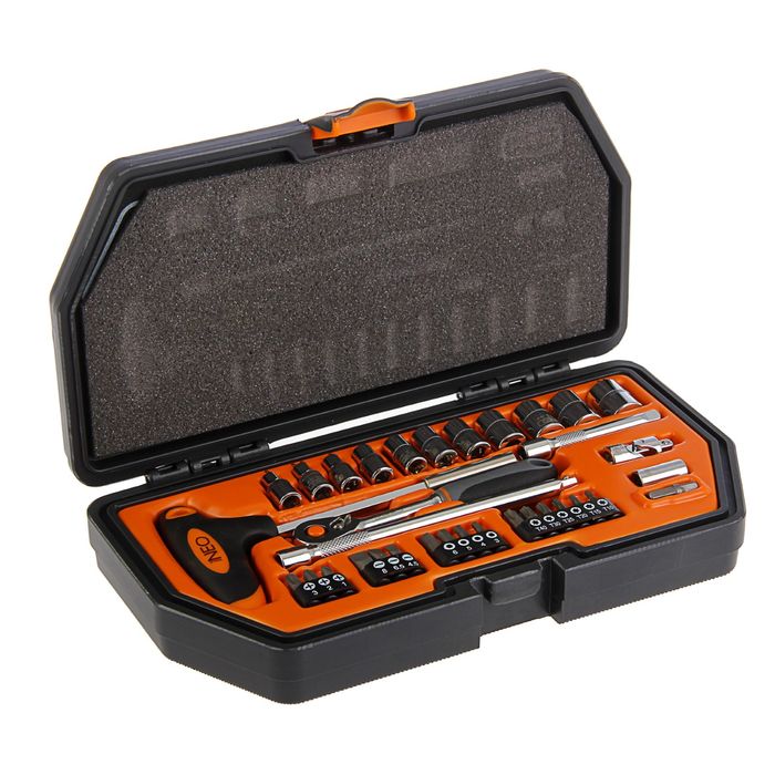 Набор сменных головок NEO, 1/4" CrV, 34 шт.