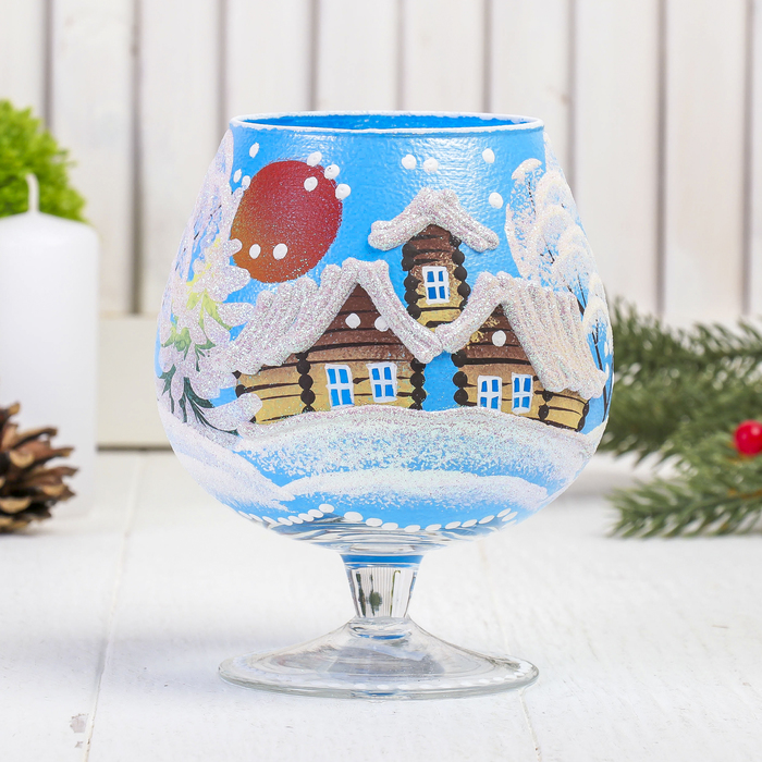 Ваза "Зимняя деревня" бокал, 0,5 л