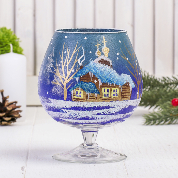 Ваза-подсвечник "Сказочная деревня" бокал 0,5 л