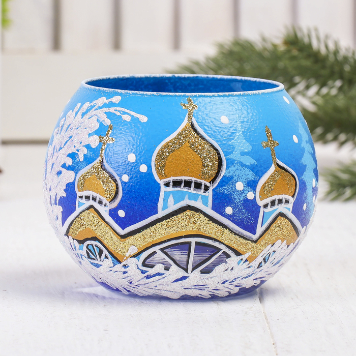 Ваза-подсвечник "Зимняя церковь" шар