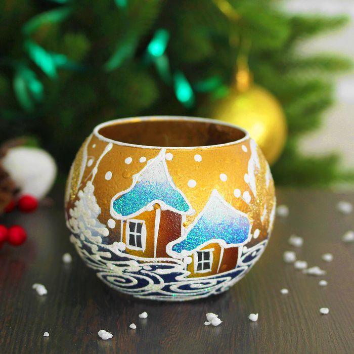 Ваза-подсвечник "Золотое небо" шар