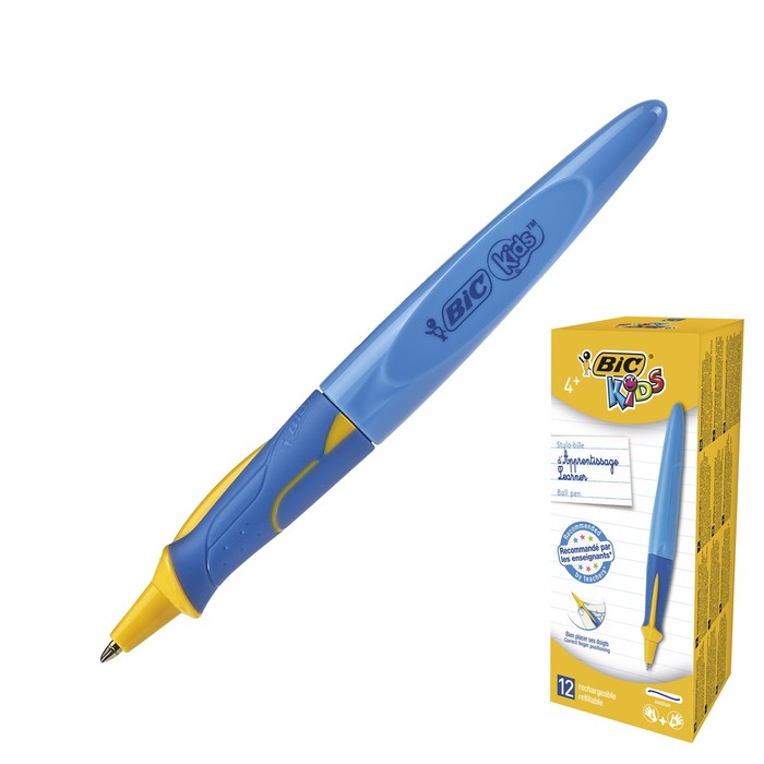 Ручка шариковая обучающая BIC Kids BP Twist Boy Blu, стержень синий сменный, корпус синий