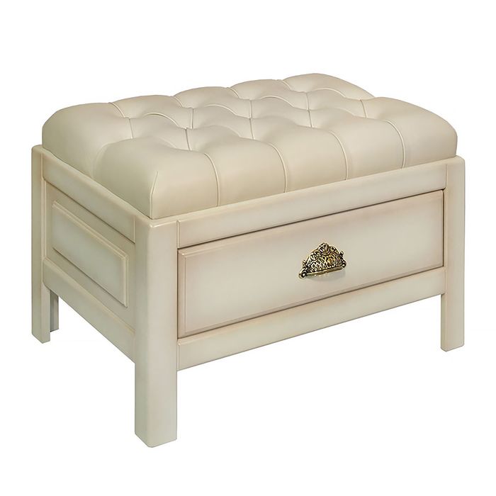 Банкетка ср. "Честер" / слоновая кость, кожа беж