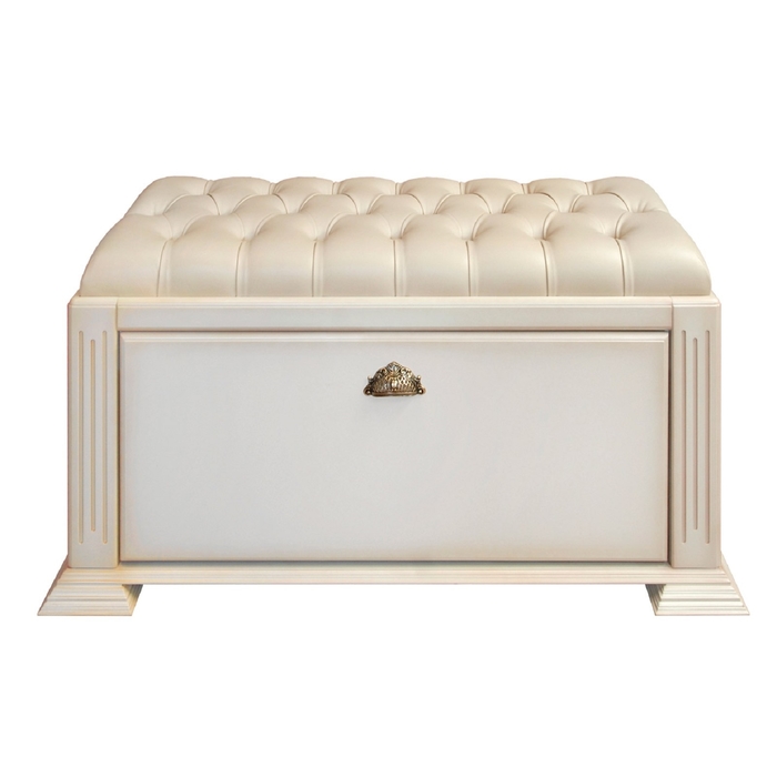 Банкетка-обувница больш. "Честер" / слоновая кость, кожа беж