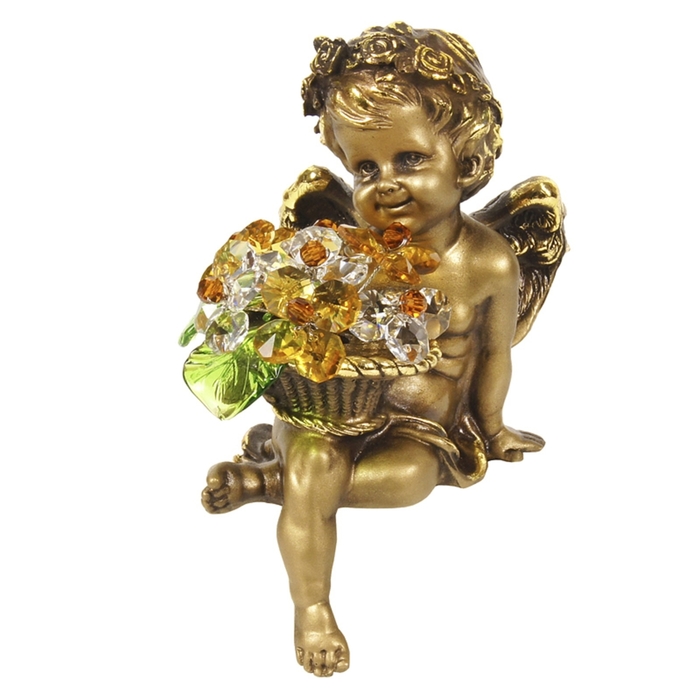 Статуэтка "Ангел с корзиной хрустальных цветов", LT TOP