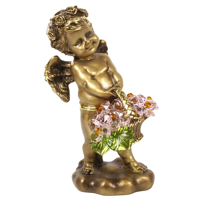 Статуэтка "Ангел с корзиной хрустальных цветов", ROS